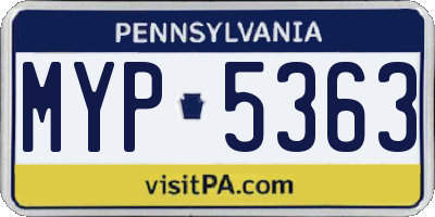 PA license plate MYP5363