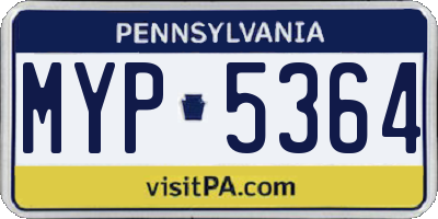 PA license plate MYP5364