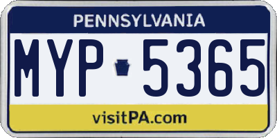 PA license plate MYP5365