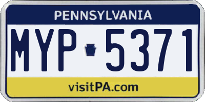 PA license plate MYP5371