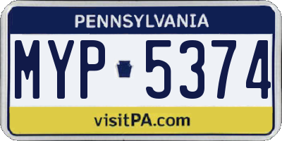 PA license plate MYP5374