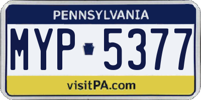 PA license plate MYP5377