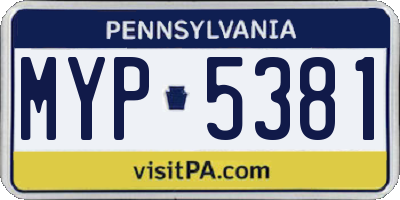PA license plate MYP5381