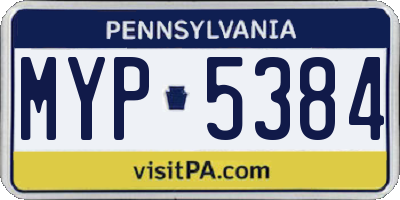 PA license plate MYP5384
