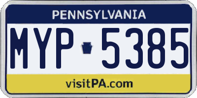 PA license plate MYP5385