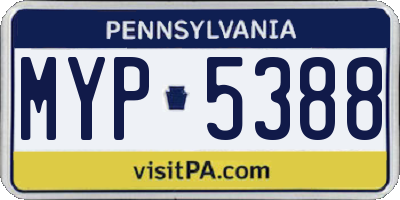 PA license plate MYP5388