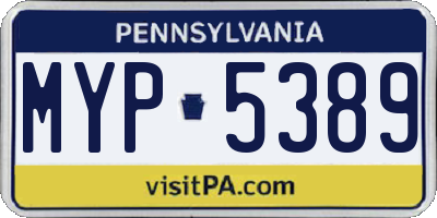 PA license plate MYP5389