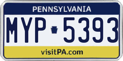 PA license plate MYP5393