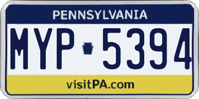PA license plate MYP5394
