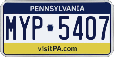 PA license plate MYP5407
