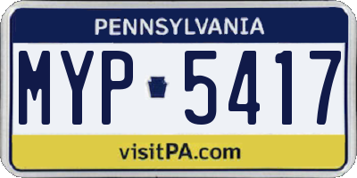 PA license plate MYP5417