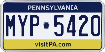 PA license plate MYP5420