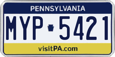 PA license plate MYP5421