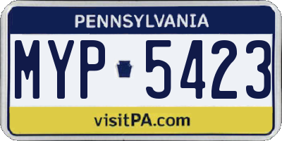 PA license plate MYP5423