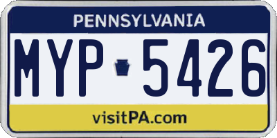 PA license plate MYP5426