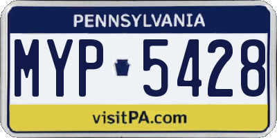 PA license plate MYP5428