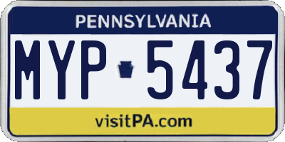 PA license plate MYP5437