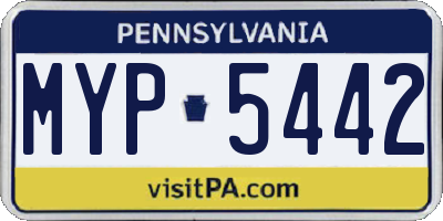 PA license plate MYP5442