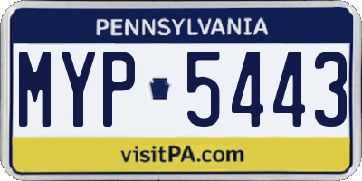 PA license plate MYP5443
