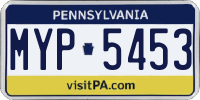 PA license plate MYP5453