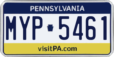 PA license plate MYP5461