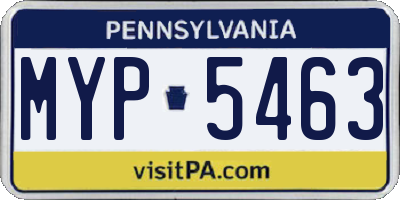 PA license plate MYP5463