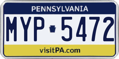 PA license plate MYP5472
