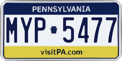 PA license plate MYP5477