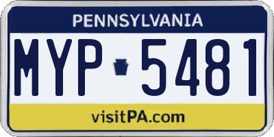 PA license plate MYP5481