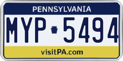 PA license plate MYP5494