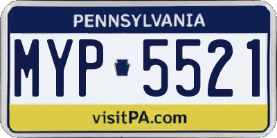PA license plate MYP5521