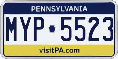 PA license plate MYP5523