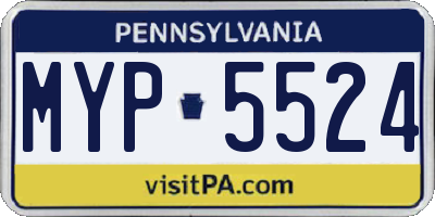 PA license plate MYP5524