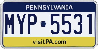 PA license plate MYP5531