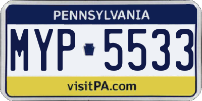 PA license plate MYP5533