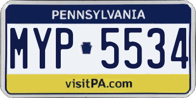 PA license plate MYP5534