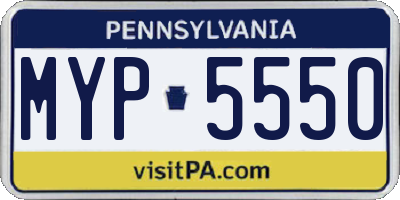 PA license plate MYP5550