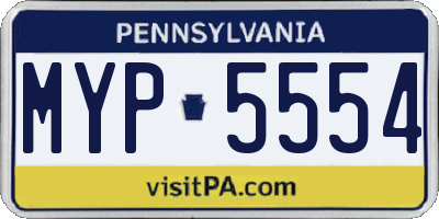 PA license plate MYP5554