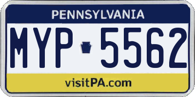 PA license plate MYP5562