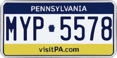 PA license plate MYP5578