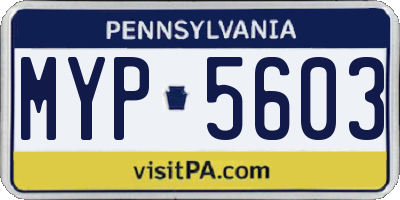 PA license plate MYP5603
