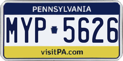 PA license plate MYP5626