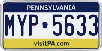 PA license plate MYP5633