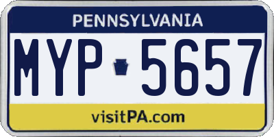 PA license plate MYP5657