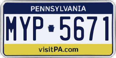 PA license plate MYP5671