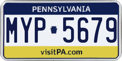 PA license plate MYP5679