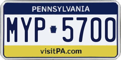 PA license plate MYP5700