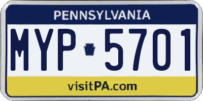 PA license plate MYP5701