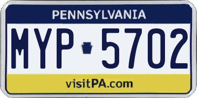 PA license plate MYP5702