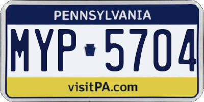 PA license plate MYP5704